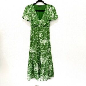 Abercrombie & Fitch Green Floral Midi Dress XXS